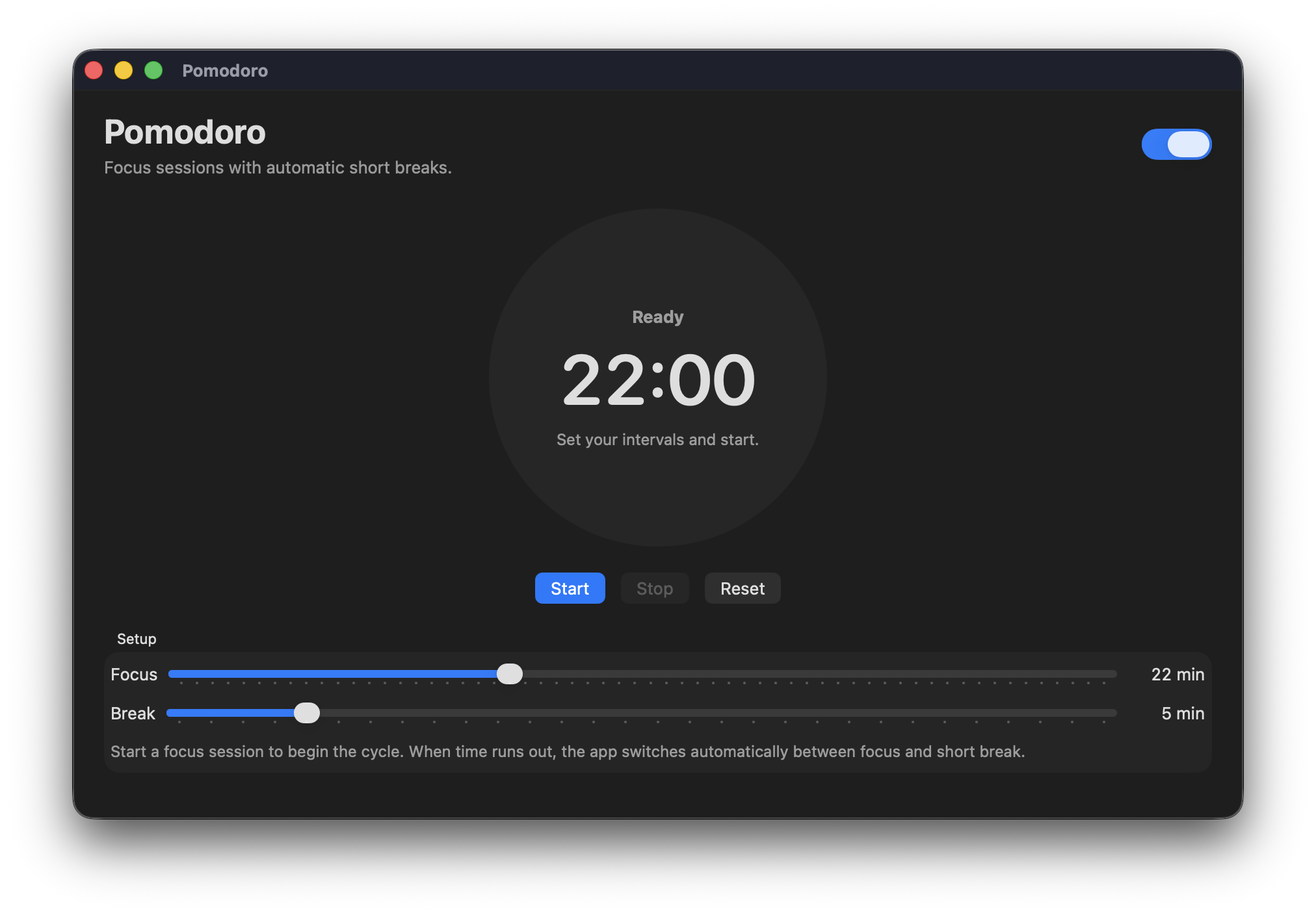 Pomodoro Timer app example.
